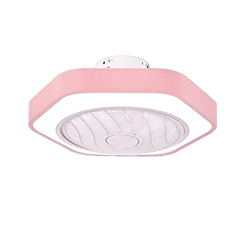 Ventilador de techo de perfil bajo para interiores, aspas empotradas, luz, lámpara de araña, ventilador de techo con 3 velocidades, luz que cambia de 3 colores, rotación de 360°, LED de 20'' (color: