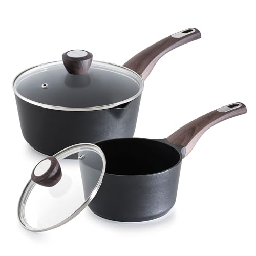 SENSARTE 1.5 & 2.5 Quart Sauce Pan Sets with Lid, Cooking Pots Set, Nonstick Saucepan Set with Pour Spout, Small Kitchen Pot, Non toxic Saucepot, Induction Comptable, Easy to Clean, PFOA Free