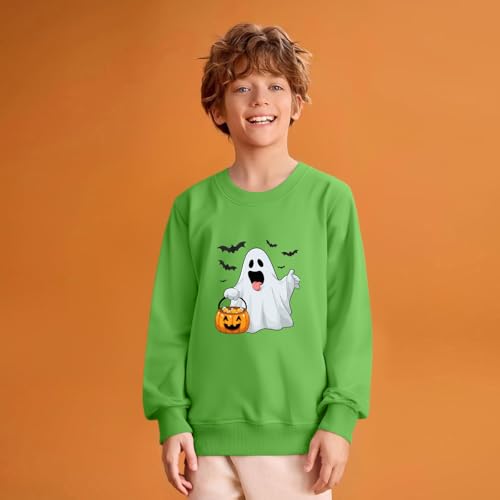 Girls Halloween Sweatshirt Cute Print Pullover Long Sleeve Crewneck Top Soft Casual Fall Outfit for Kids Teens4