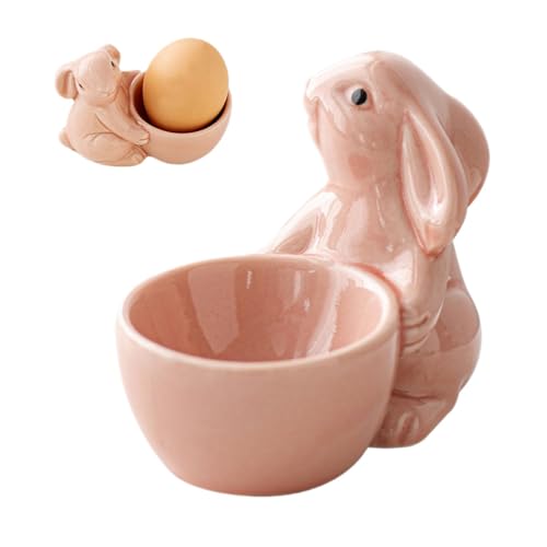 Bonitas hueveras de cerámica con de conejo, novedad de hueveras de cerámica, decoraciones de Pascua, hueveras de colores brillantes para estantería, sala de estar, sala de estudio, balcón y