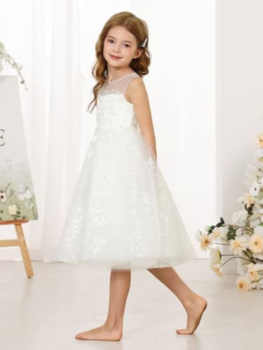 Elegant Full Lace Formal Evening Party Dress Summer Flower Girls Dresses Midi O-Neck Wedding Princess Gown3