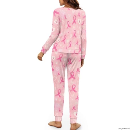 Image of Womens Pajama Sets 2 Piece Pjs Lounge Sets Long Sleeve Sleepwear Crew Neck Pullover Top with Long Pants
