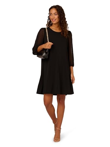 Adrianna Papell Women's Crew Neck Clip Dot 3/4 Sleeve Mc Dress4