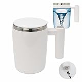 Picture of daasigwaa Rechargeable Self Stirring Mug - Magnetic Electric Auto Mixing Stainless Steel Cup for Office/Kitchen/Travel/Home Coffee/Tea/Hot Chocolate/Milk-430 ml/14.5 oz(White)