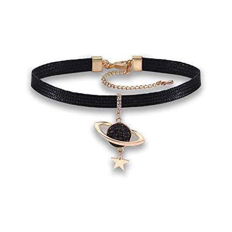 Fashion Necklace For Women Girls,Saturn Black Rope String Adjustable Choker Necklace for Sister Daughter Friends Birthday Beauty Decoration Cover