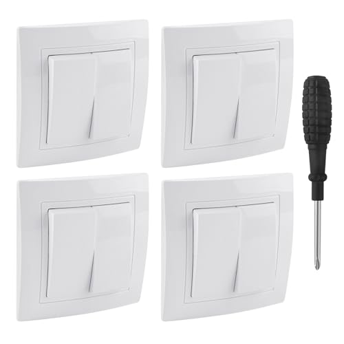 UYUYong 4 Piezas interruptor pared doble doble conmutador para escaleras Bidireccional interruptores de serie empotrado conmutador interruptor pared pulsador luz Para Escaleras Corredor Dormitorio
