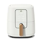 Beautiful 3-Quart Digital Air Fryer by Drew Barrymore, TurboCrisp Tech, 1200W, 4 Presets, Ceramic Nonstick, Touch Display, Compact Design, Dishwasher Safe Basket, Oil-Less Cooking, (White Icing)