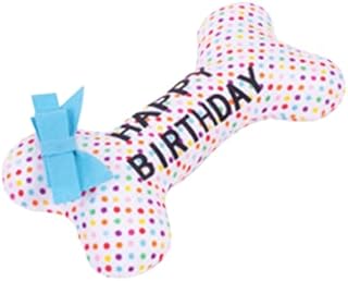 DogBox Boutique | Birthday Squeaky Bone Dog Toy - Celebrate Your Dog's Happy Birthday - Plush colourful Dog Party Gift-Perfect Pup Special Day Present-BDAY or Adoption