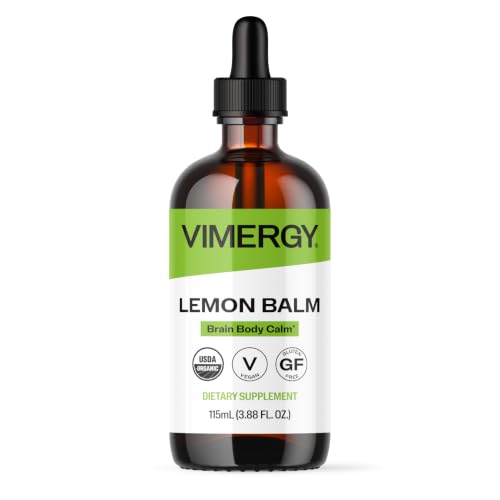 Vimergy USDA Organic Lemon Balm Tincture Herbal Supplement Can be Used in Tea - Non-GMO Alcohol-Free 115 mL (1 mL/Serving)
