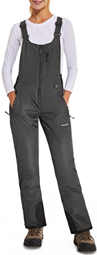 DAFENP Pantalones Nieve Esquí Mujer Invernal Pantalón Softshell Calor Pantalones de Trabajo Largos Prueba Viento Impermeable Mono Outdoor Pantalón Funcional con Tirantes Ajustables HXK7554W-Grey1-S
