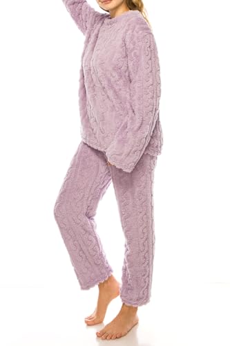 Womens Fleece Fluffy Comfortable Cozy Pajama Set Pullover Lounge Home Warm Wear for Winter3