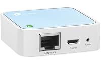 TP-Link TL-WR802N N300 WLAN Nano Router (Tragbar, Accesspoint, TV Adapter, Repeater, Router, Client, 300 Mbit/s (2,4GHz), Media, FTP Server), blau/weiß, 57 x 57 x18 mm – Ansicht 2