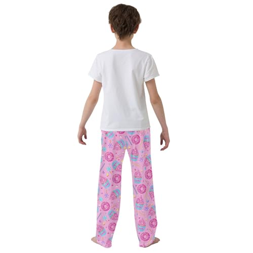 ZZXXB Cupcake Donut Boys Long Pants Soft Trousers Elastic Waist Kids Lounge Bottoms with Pockets S-XL3
