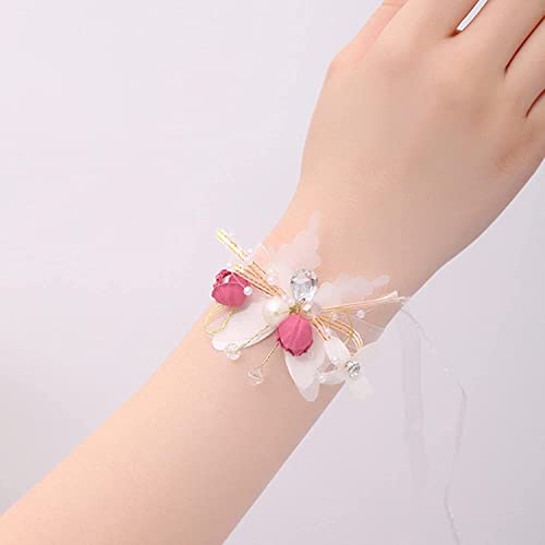 Mariée Corsage Mariage Filles Demoiselle D'honneur Poignet Fleurs Bracelet Fête Tissu Main Fleurs Ruban Mariée Fournitures De Mariage Accessoires De Mariée pour Mariée et Demoiselle D'honneur FFV Cover