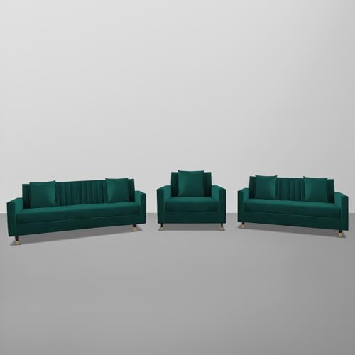 Image of Casaliving Garcia 3+2+1 Seater Sofa Set for Living Room (Pine Colour) Premium Fabric Sofa