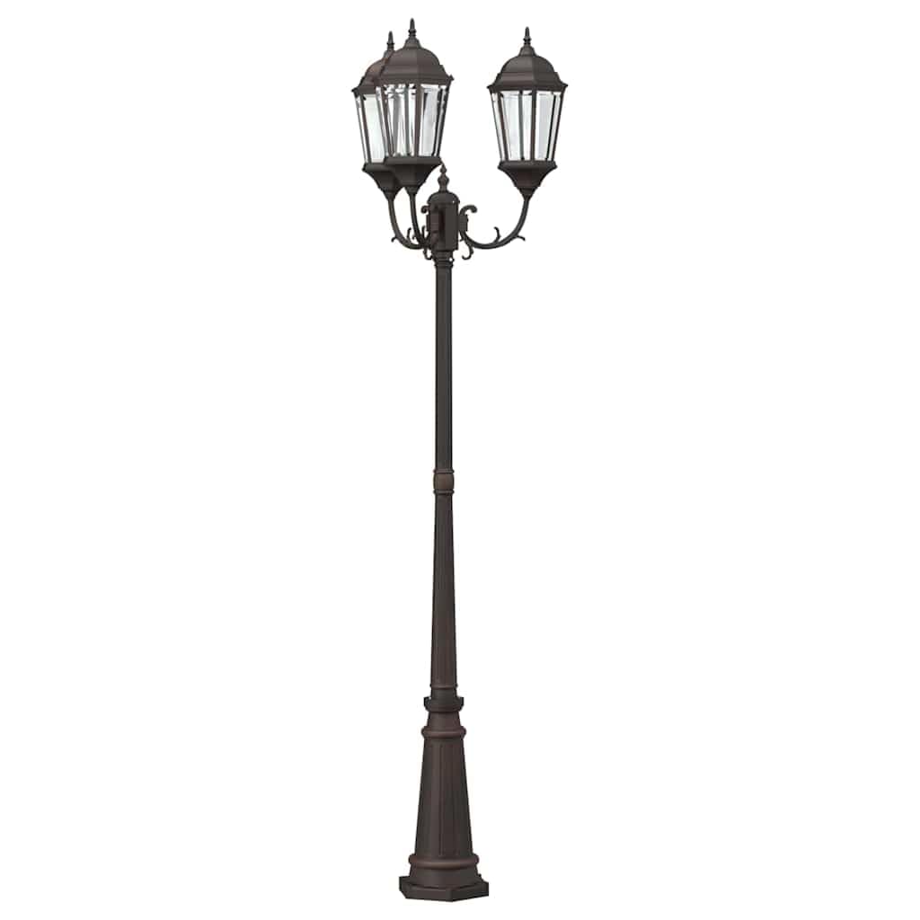 vidaXL Luce da Giardino Bronzo 61 x 53 x 235 cm Alluminio e Vetro, Lampioni in Alluminio per Giardini e terrazzi, luci robuste per vialetti, Decorazioni Outdoor