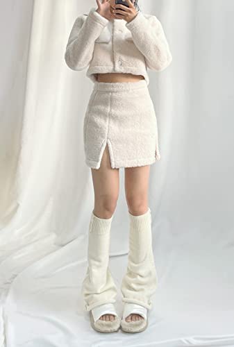 Image of WODECASA Girls Kawaii Leg Warmers Knitted Flared Leg Sleeves Goth Crochet Baggy Cuff Ankle Heap Socks