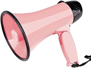 MyMealivos Portable Megaphone Bullhorn 20 Watt Power Megaphone Speaker Voice and Siren/Alarm Modes with Volume Control and Strap (Pink)