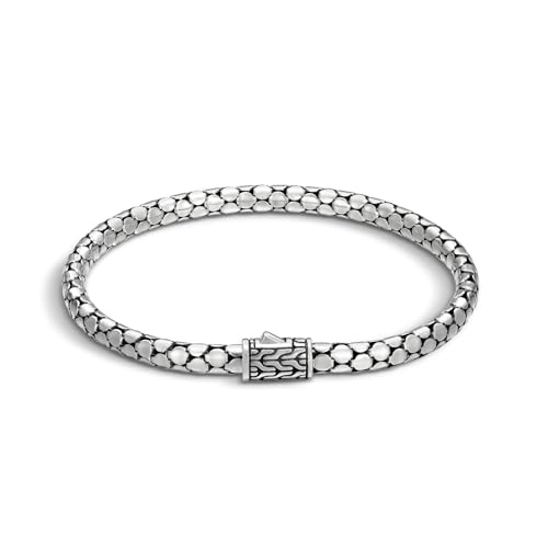 John Hardy Dot Collection, Women's Bracelet, 4.5MM 925-Sterling Silver, Luxury Women's Wrist Bracelet with Pusher Clasp