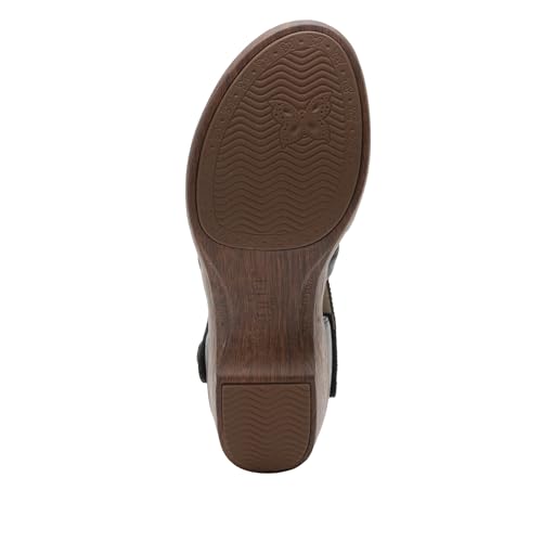 Image of Alegria Womens Savina Leather Wedge - Stylish and Versatile Mary Jane for Endless Support - Enhanced Arch Slip Resistant Platform Ankle Cross Strap Heel for Professionals