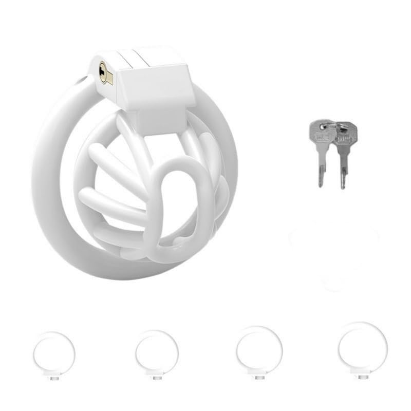 ZeeKoug Jaula Protectora Blanca pequeña Deportiva y de Fitness, tamaño L, 4 Anillos Intercambiables, 1 par de Llaves, diseño único, Regalo de Pareja