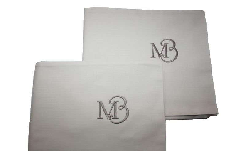 Shree adodhya Personalized Monogrammed Cotton Handkerchiefs, Set of 2, Custom Embroidered Initial Hankies with Silver Grey Thread.-image-11