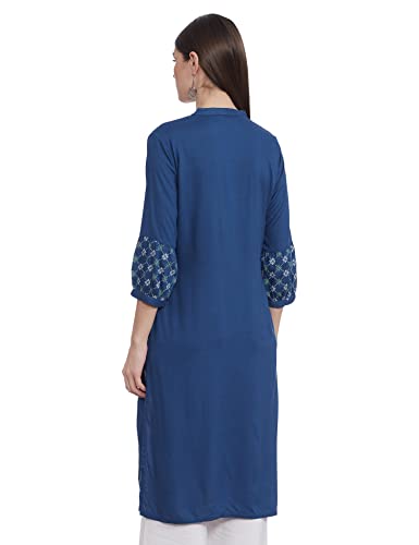 Image of Max Women's Rayon Regular Fit Casual Printed Band Collar Regular Kurta