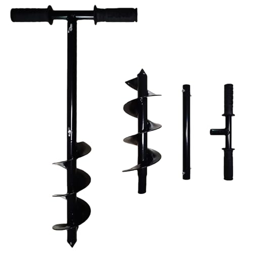 Tarière de poteau de clôture, 10 x 60 cm avec poignée antidérapante, perceuse manuelle pour culture profonde, plantation de bulbes, parapluies, glace, mélange d'engrais