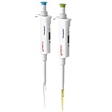 Adjustable Micropipette, Universal Tip Cone ISO 8655 Calibrated Pipette, Pack of 2 Including 5 – 50 µL, 20 – 200 µL