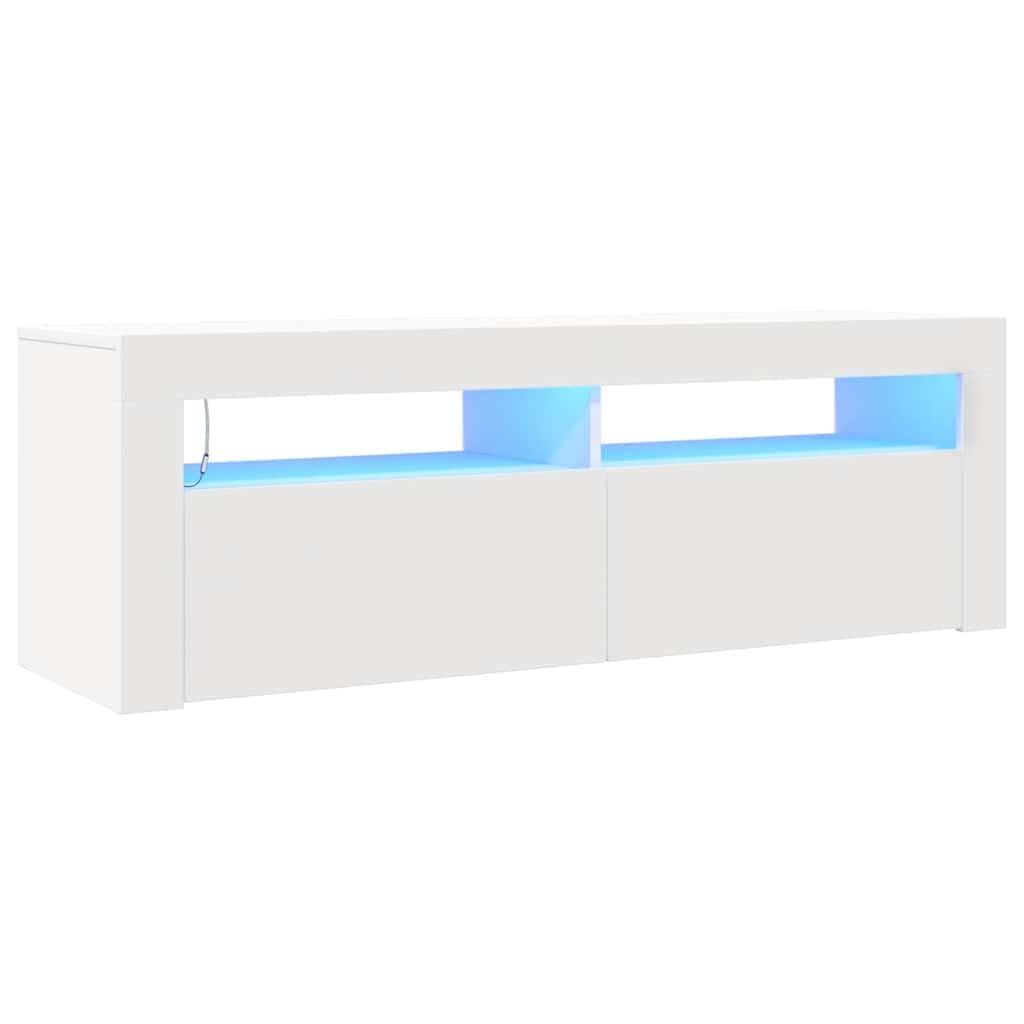 vidaXL Mueble para TV con Luces LED Soporte Mobiliario Aparador Estante Salón Sala de Estar Dormitorio Decoración Blanco 120x35x40 cm