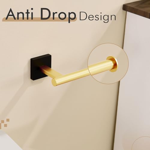 Image of KOKOSIRI Toilet Paper Holder Toilet Roll Holders Hold Mega Rolls Kitchen Bathroom Tissue Paper Dispenser Black with Gold Stainless Steel, B2008GDK