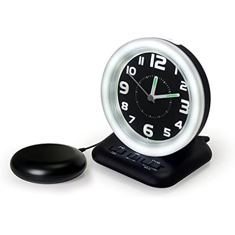 Deaf Alarm Clock with 80dB Loud Alarm, Analogue Display, Flashing Light and Vibrating Pad - The Geemarc WAKE 'N' SHAKE Vintage for Heavy Sleepers and Hard of Hearing - USB Charging Port - UK Version Cover