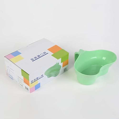 Image of 300ml Oral Care Basin Cup with Hanging Handle Design Inward Curved Vomit Bowl Tooth Brushing Tray for Elderly Bedridden