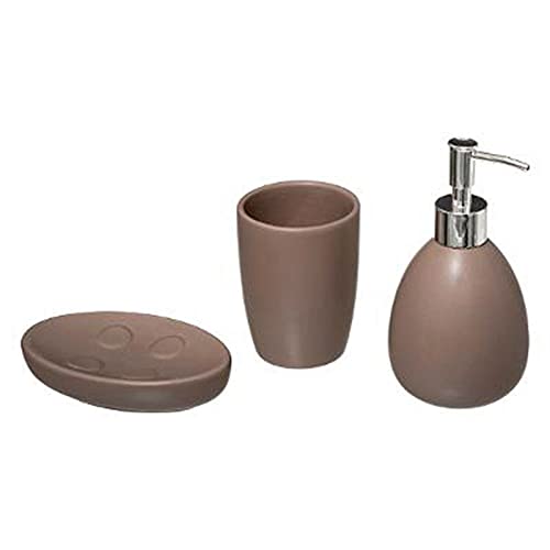Paris Prix Five Simply Smart - Set de 3 Accessoires Salle de Bain Sun Taupe Mat
