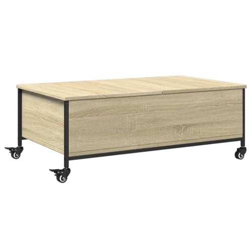 vidaXL Mesa de Centro con Ruedas Madera ingeniería Sonoma 91x55x34 cm