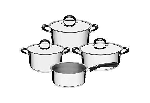 Tramontina Doble Silicona Batería de Cocina de 4 Piezas, Acero Inoxidable, 3 cacerolas y 1...