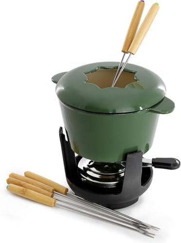 Set de fondue de hierro fundido con esmalte y 6 tenedores miniatura 3