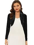 Allegra K Damen Bolero Samt Offene Vorderseite Langarm Hochzeit Shrug Schwarz L