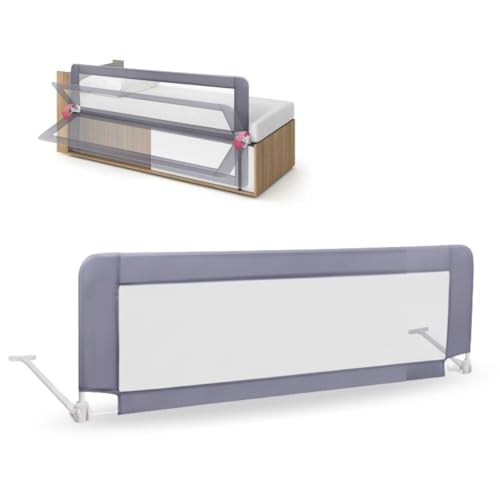 BATHBY Barandilla de Seguridad para Cama 90 cm | Panel Transparente | Sistema Plegable | Instalación sin Taladros | Protección Anticaídas para Bebés y Niños | Compatible con Todos los Colchones