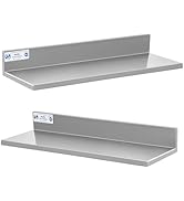 Hally Stainless Steel Wall Shelf 8.6 x 24 Inches 50 lb, NSF Commercial Heavy Duty Wall Mount Floa...