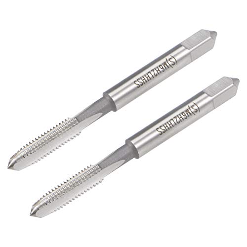 sourcing map Metric Machine Tap Left M6 Thread 1 Pitch H2 Accuracy 3 Flutes High Speed Steel 2pcs