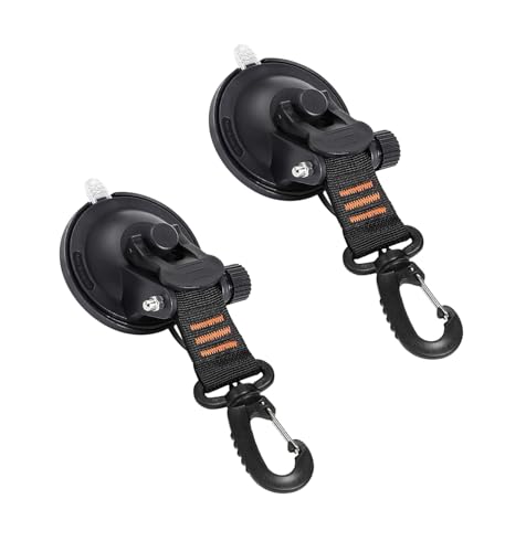 ZYPB 4 PCS Heavy Duty Suction Cup Hooks, Strong Suction Tie Down Anchors with Securing Hooks for Camping, RV, Car, Boat, Window Glass, Awning & Tarp