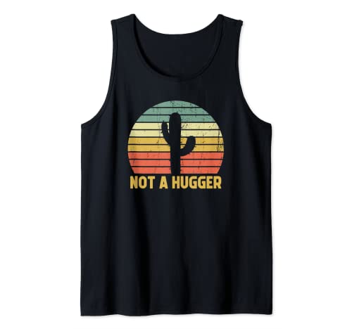 Not A Hugger Cactus Funny Introvert Retro Regalo Vintage Camiseta sin Mangas