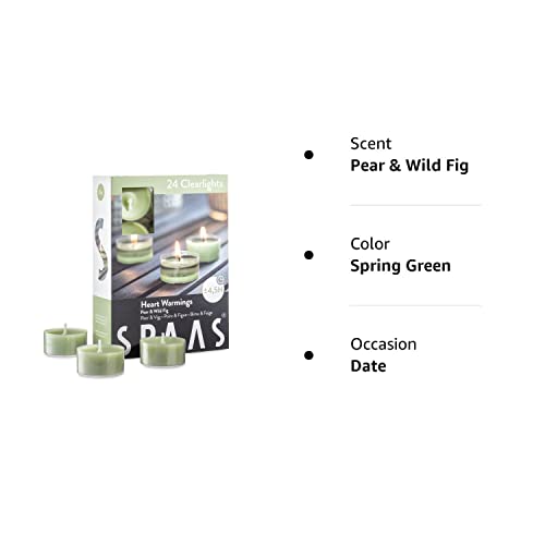 Spaas Scented Tea Lights Candles In Clear Cups - Pear & Wild Fig Fragrance | Premium Long Burning Scented Tealight Candles For Spa, Romantic Décor, Meditation, Dinner, And Home Décor | Pack Of 24 #TOP5