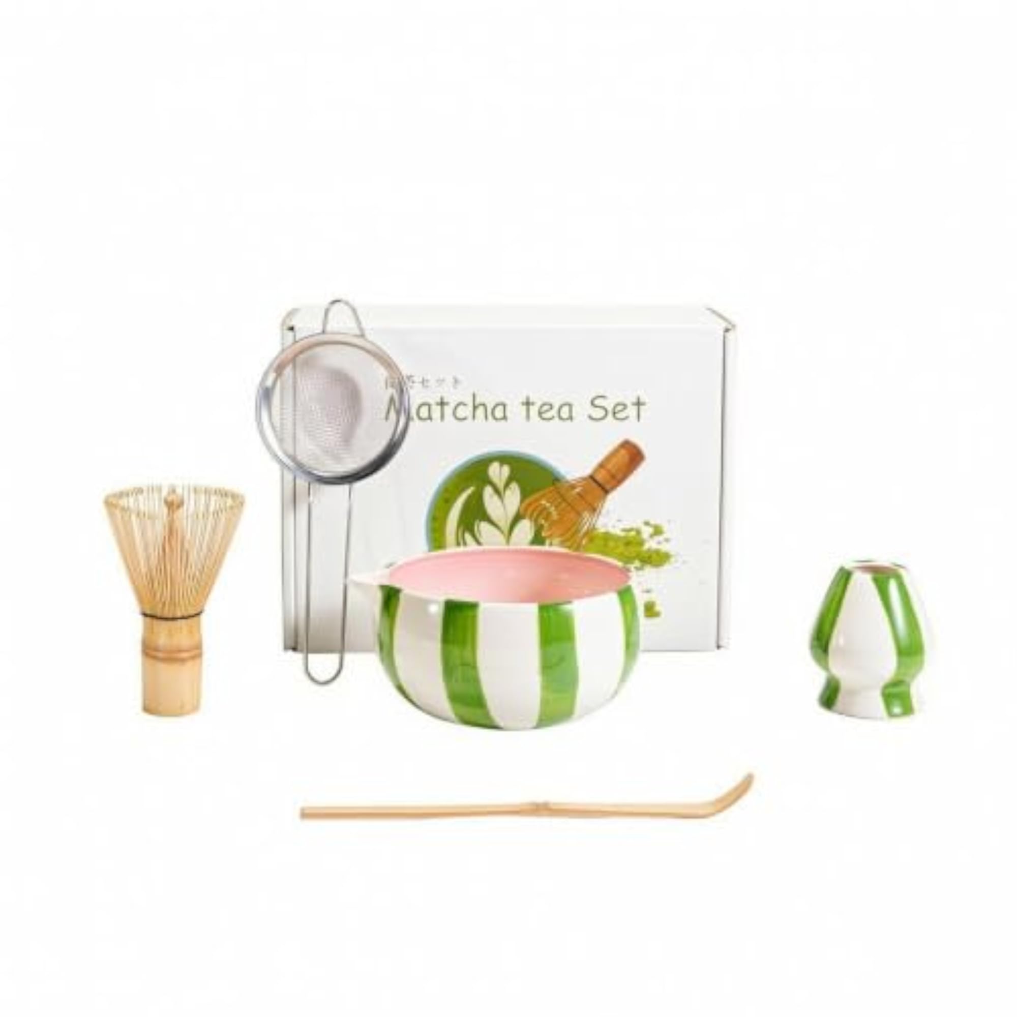 Ceramic Ceremonial Green Tea Set with Whisk Holder