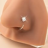 ROMAXO 2X EXTRA THIN Silver Nose Rings 0.6mm-8mm, Nose Hoop, Silver Small Hoop Earrings, Suptum Ring, Conch, Daith, Helix, Rook, Super Snug Nose Ear Lip Ring, Stone Nose Rings - Image 7