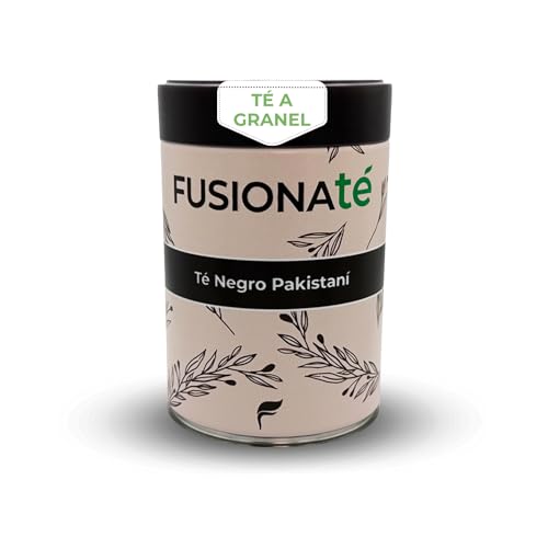 FUSIONATÉ Té Negro Pakistaní, Lata 150 g de Té a Granel Especiado Natural con Canela, Energizante y Aromático, Ideal para Chai Latte o Infusión Caliente