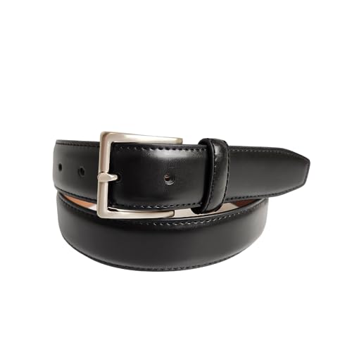 Vince Camuto Belts Men | Black Belt with Edge Stitch Detailing and a Nickle Finish Belt Buckle4