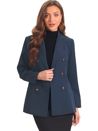 Blazers de bureau pour femmes veste costume double boutonnage anti-pli