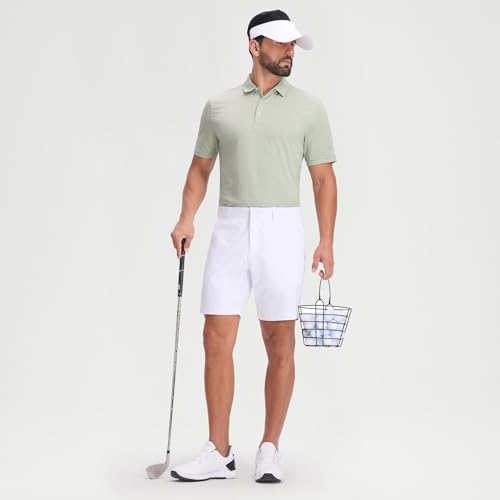 M MAELREG Polo para Hombre con Rayas Jacquard, Secado Rápido, Manga Corta, Rendimiento y Control de Humedad miniatura 3
